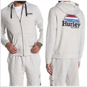 Hurley Grey Rise & Jam Fleece Lined Zip Up Hoodie NWT Size Large